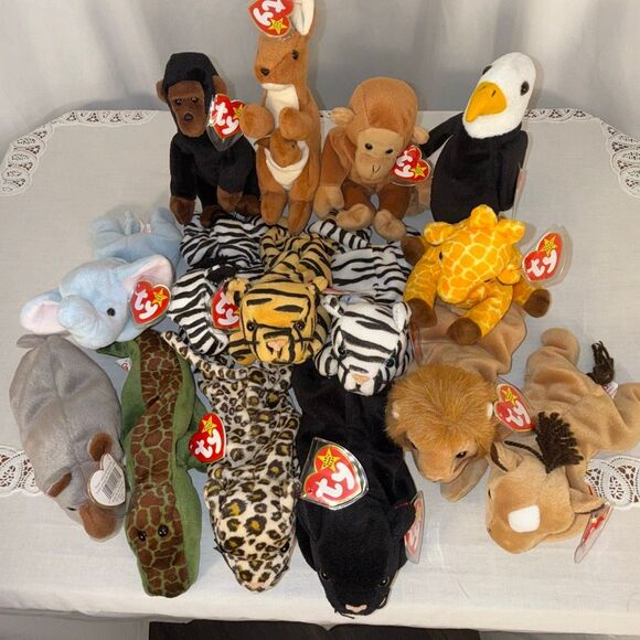 Ty Beanie Babies Lot 15 Wildlife PVC Safari Jungle Peanut Congo Rory Velvet Zigg - Picture 6 of 16